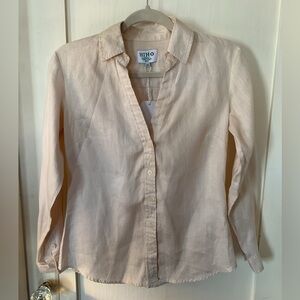 HIHO Women's Beige Button-Down Shirt size xs 100% linen